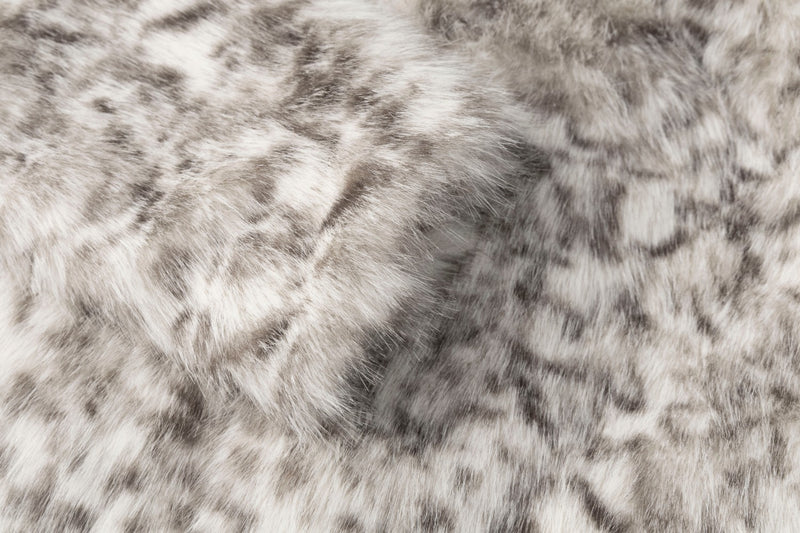 Faux Fur Leopard Print Jacket – Grey Snow Leopard Short Coat