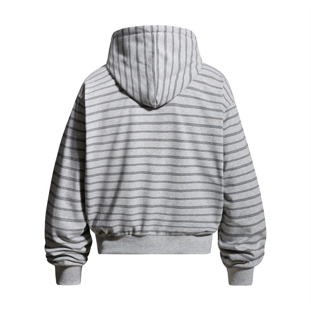 Striped Zip-Up Hoodie – Oversized Relaxed Fit Full-Zip Sweatshirt