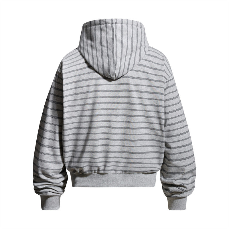 Striped Zip-Up Hoodie – Oversized Relaxed Fit Full-Zip Sweatshirt
