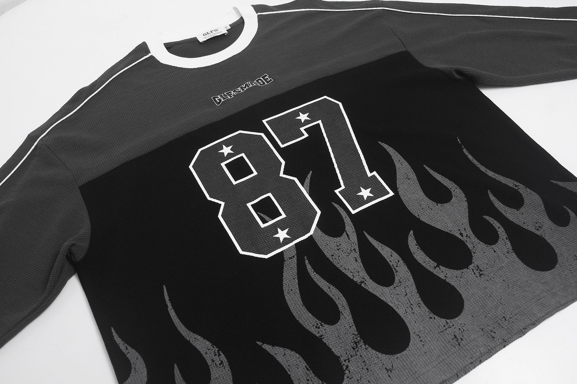GLFSMADE 87 Flame Print Long Sleeve Graphic Shirt – Racing Streetwear Top