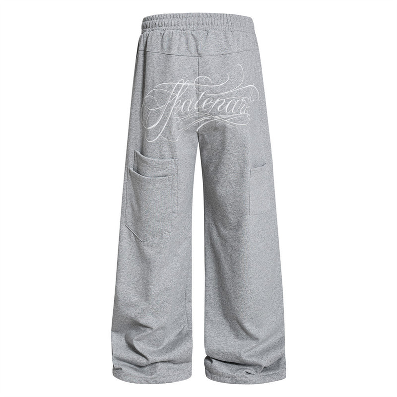 Skatepark Script Logo Wide-Leg Sweatpants with Cargo Pockets