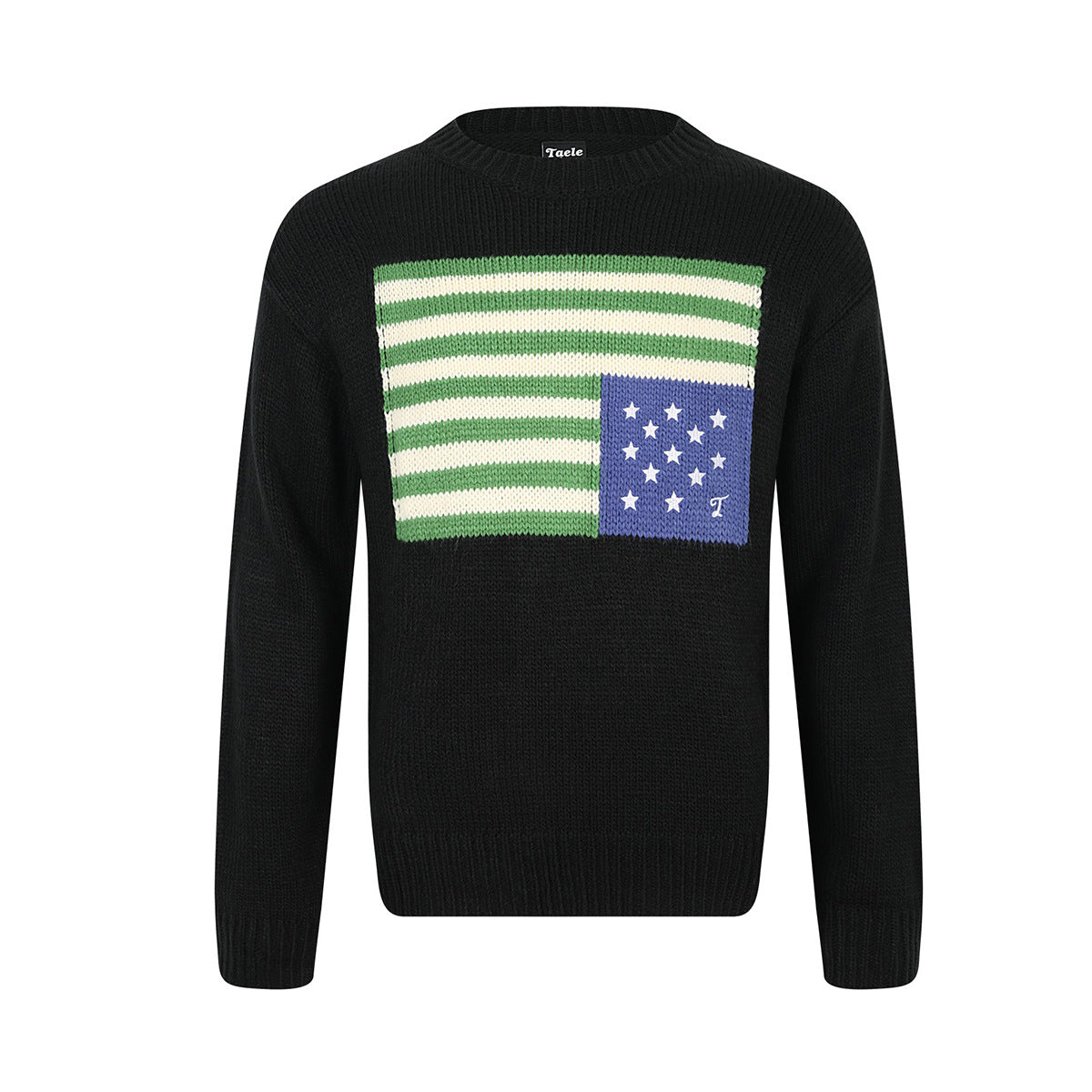 American Flag Intarsia Knit Crewneck Sweater – Retro Stars & Stripes
