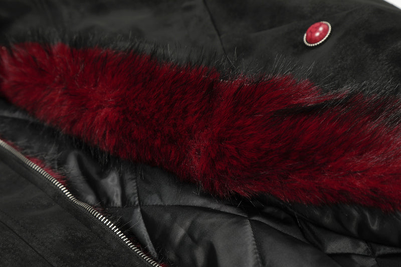 Blouson bomber à capuche bordée de fourrure – Style américain vintage doublé polaire