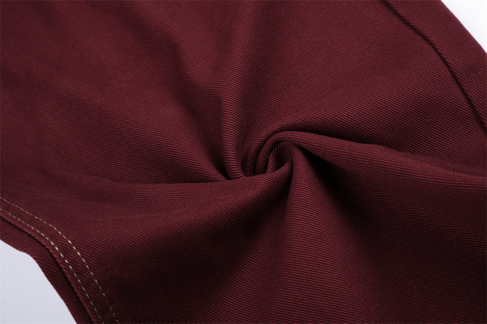 Wide-Leg Pleated Trousers – Curved Barrel Fit with Contrast Stitching