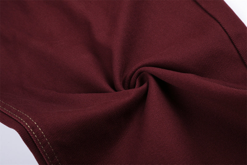 Wide-Leg Pleated Trousers – Curved Barrel Fit with Contrast Stitching