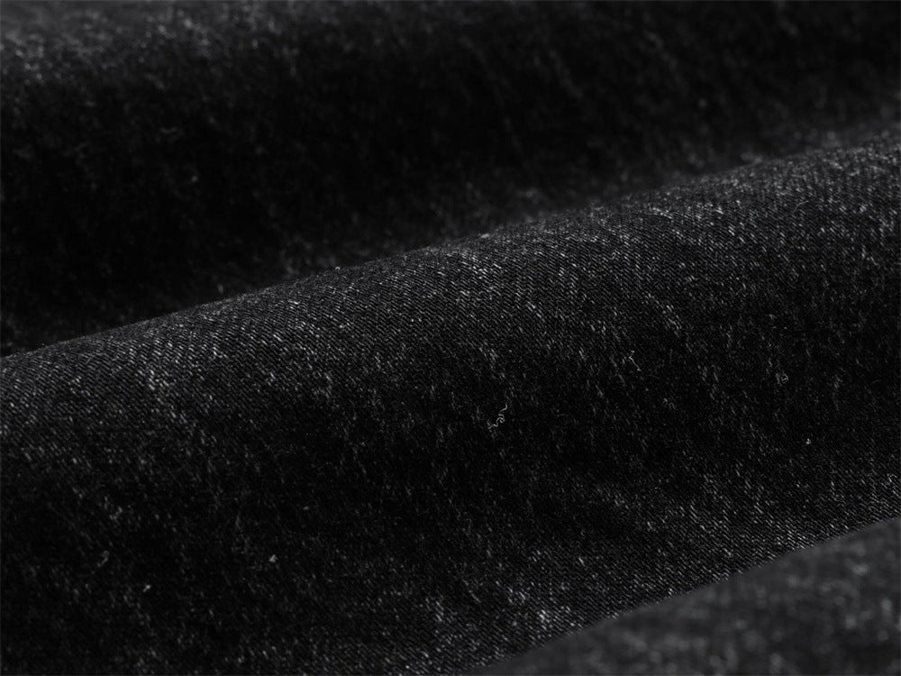 Wide Leg Dad Jeans – Washed Black Denim with Side Stripe Detail