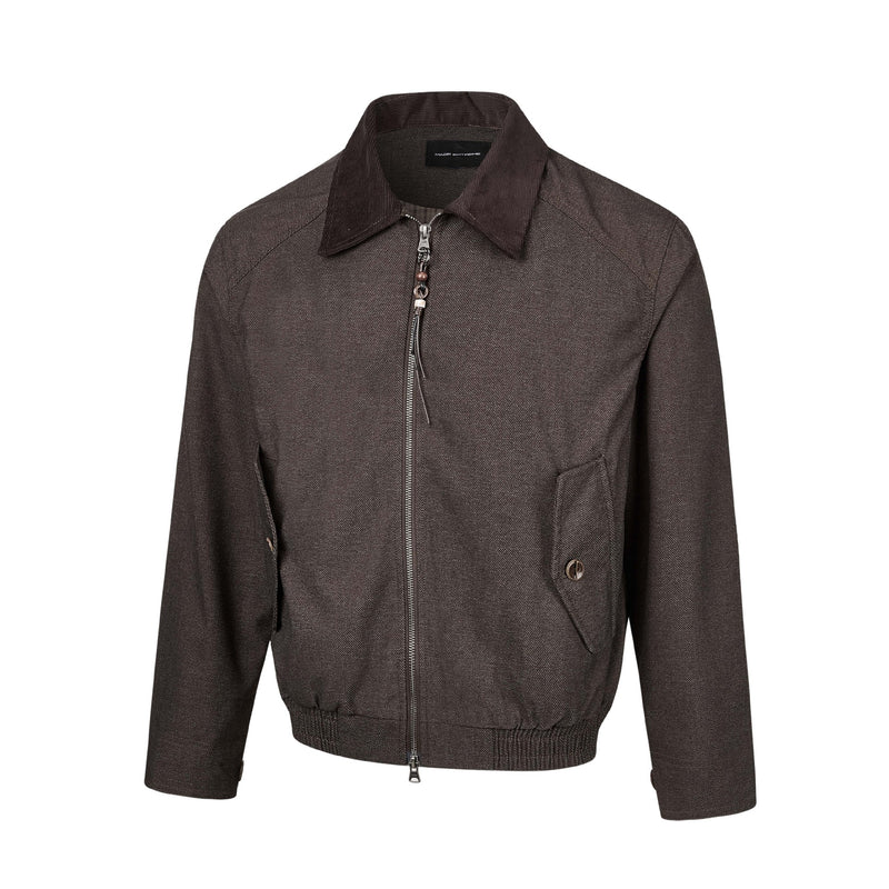 Men's Retro Harrington Jacket – Corduroy Collar, Full-Zip Bomber