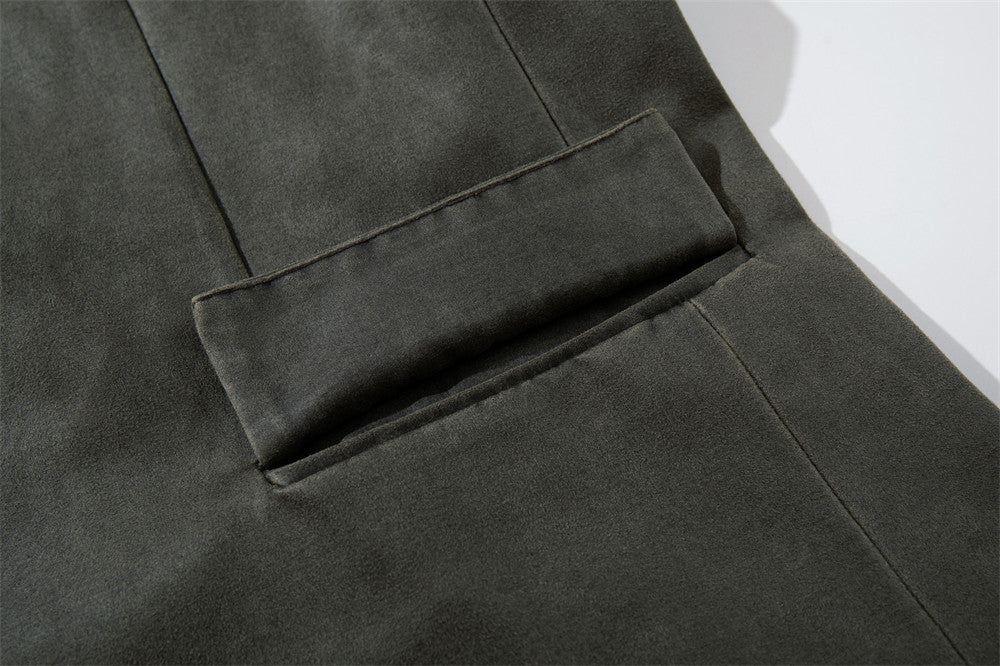 Veste blazer homme casual chic – Fermeture à boucle métallique gris-vert