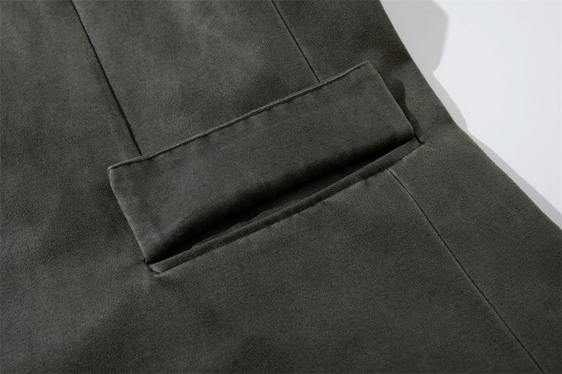 Veste blazer homme casual chic – Fermeture à boucle métallique gris-vert