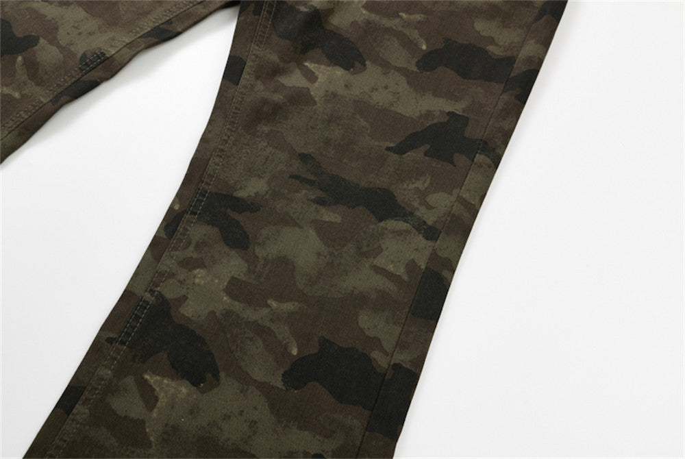 Men's Camouflage Flare Pants – Relaxed Fit Bell Bottom Trousers