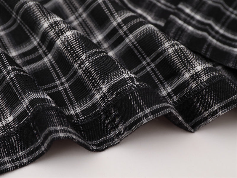 Men's Long Sleeve Plaid Shirt with Script Embroidery – Relaxed Fit