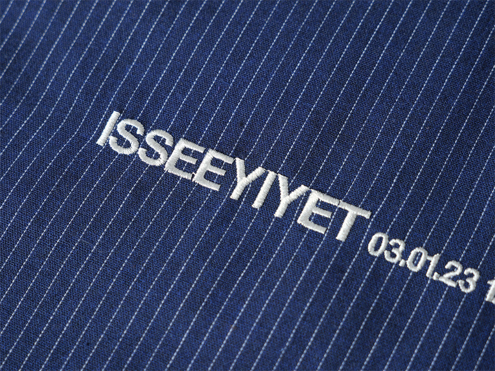 Men's Long Sleeve Striped Shirt with Embroidered Crest Pocket Detail