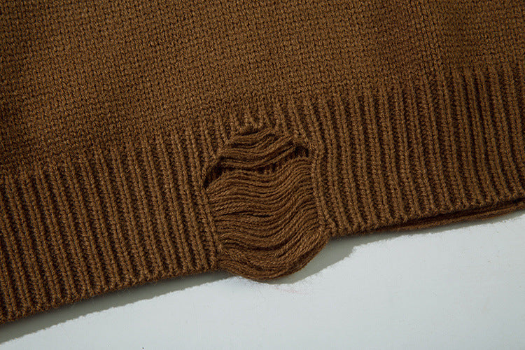 Pull en maille effet usé Agent Orange – Col rond oversize