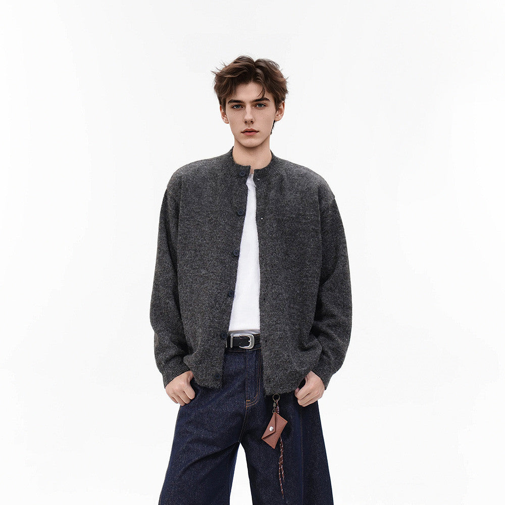 Gilet-pull boutonné oversize en maille pour homme