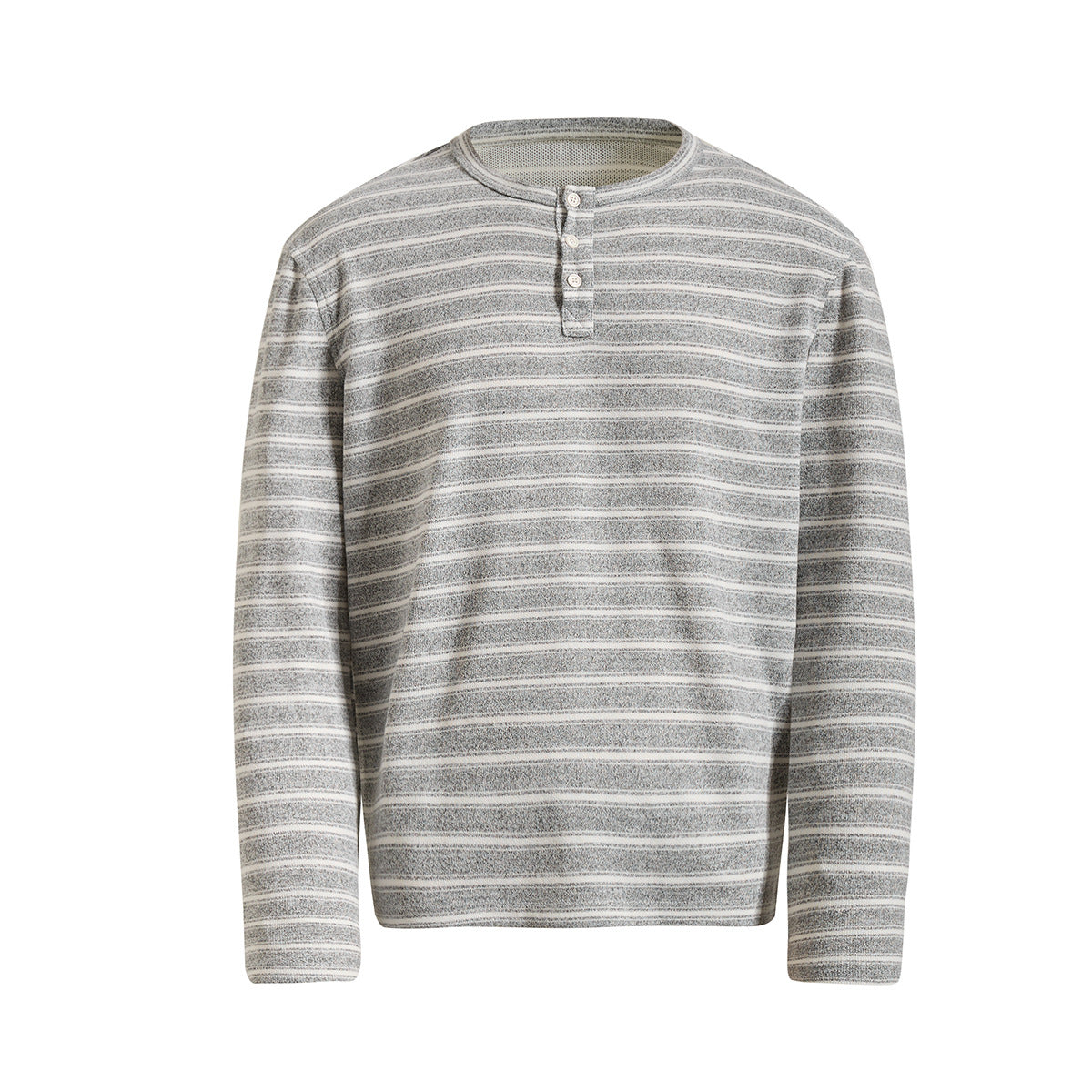 Men's Striped Henley Long-Sleeve Shirt – Vintage American Lazy Style
