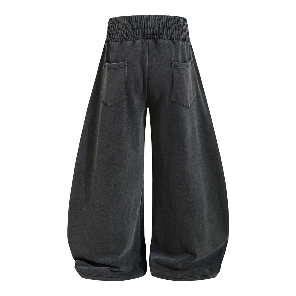 Wide-Leg Sweatpants with Cracked Letter Print and Lightning Graphic