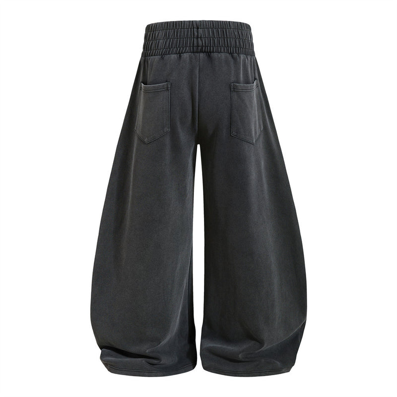 Wide-Leg Sweatpants with Cracked Letter Print and Lightning Graphic
