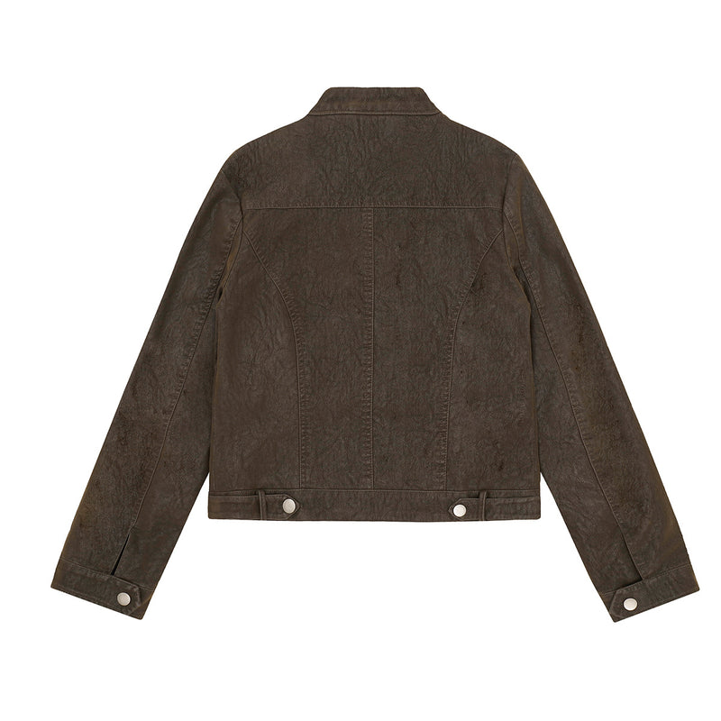 Cropped Moto Biker Jacket – Asymmetric Zip PU Leather Rider Coat