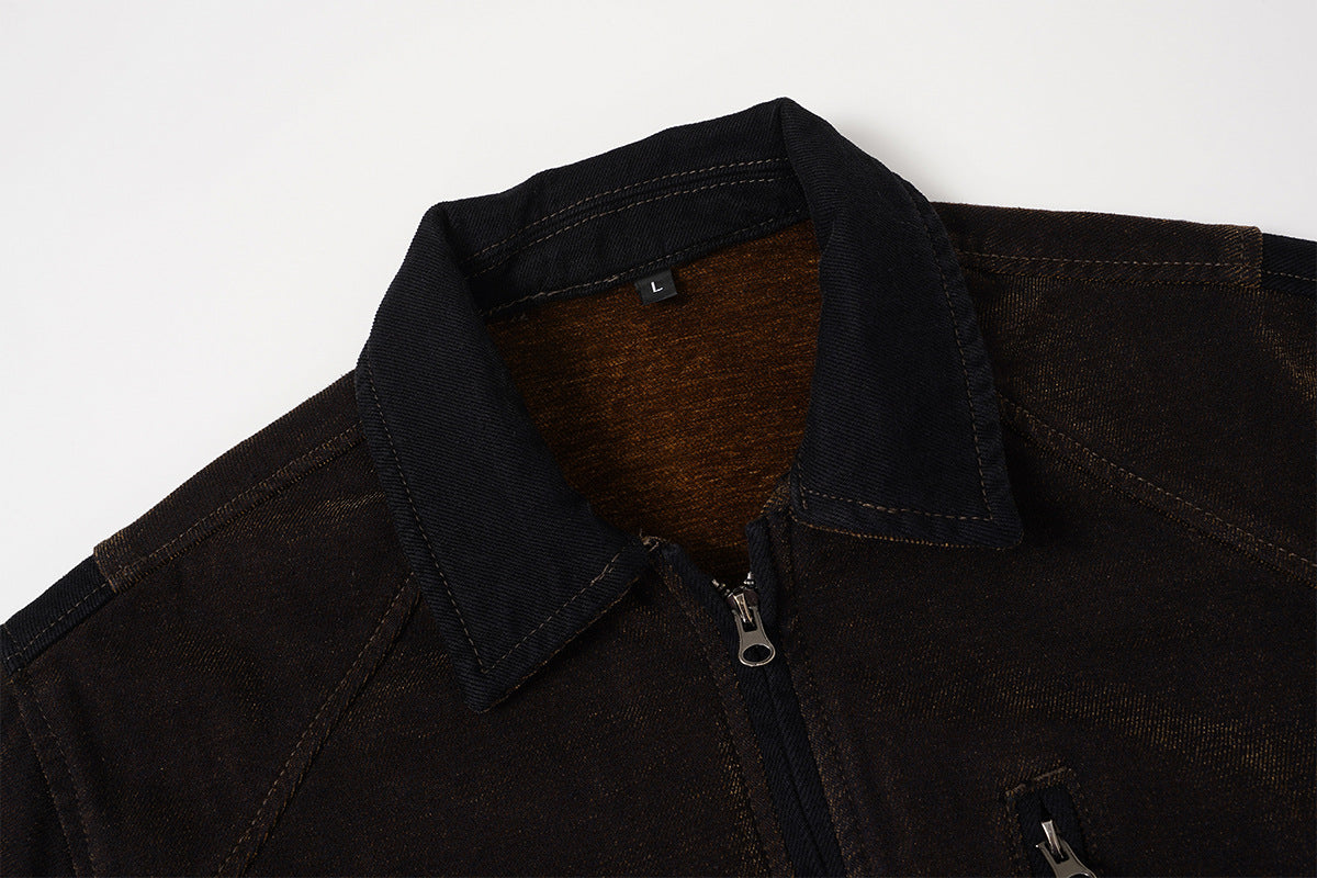 Veste Harrington en velours coupe boxy – Style workwear américain rétro