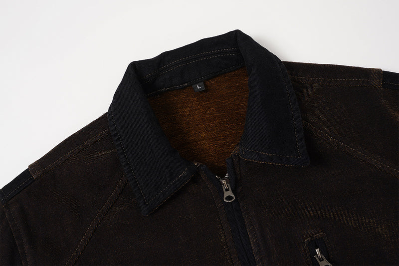 Veste Harrington en velours coupe boxy – Style workwear américain rétro