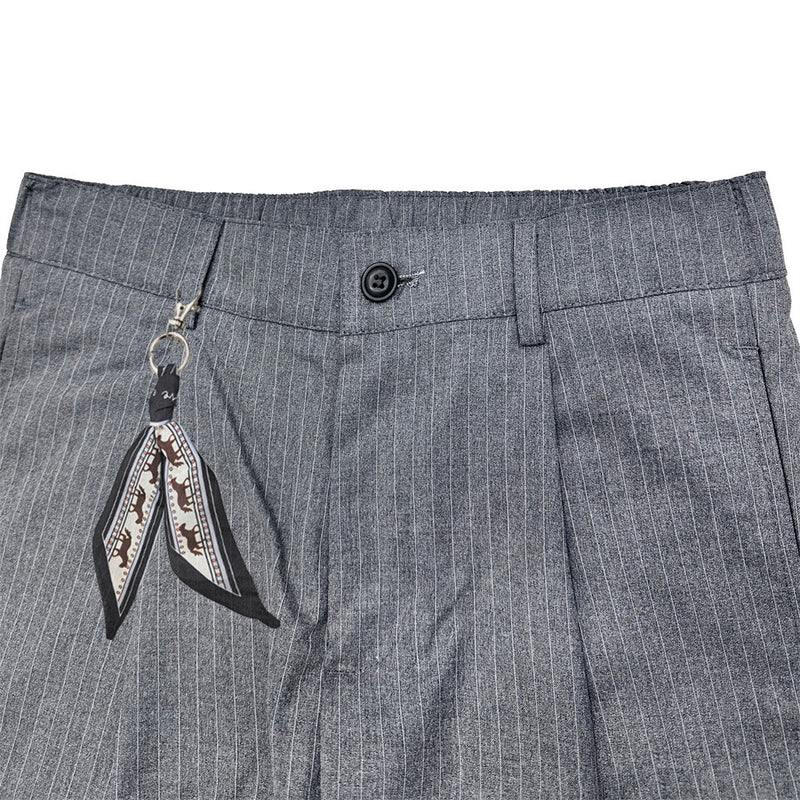 Pantalones de vestir de pierna ancha con raya diplomática – Pantalones plisados de corte recto para hombre