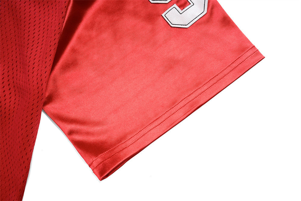 Men's V-Neck Gothic Letter Football Jersey Mesh Short-Sleeve Tee