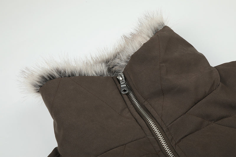 Faux Fur Collar Padded Bomber Jacket – Quilted Puffer Flight Coat