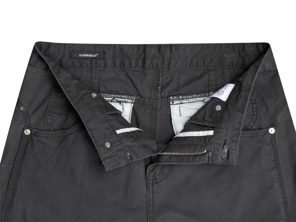 Wide-Leg Cargo Pants with Studded Multi-Pocket Detail in Dark Grey