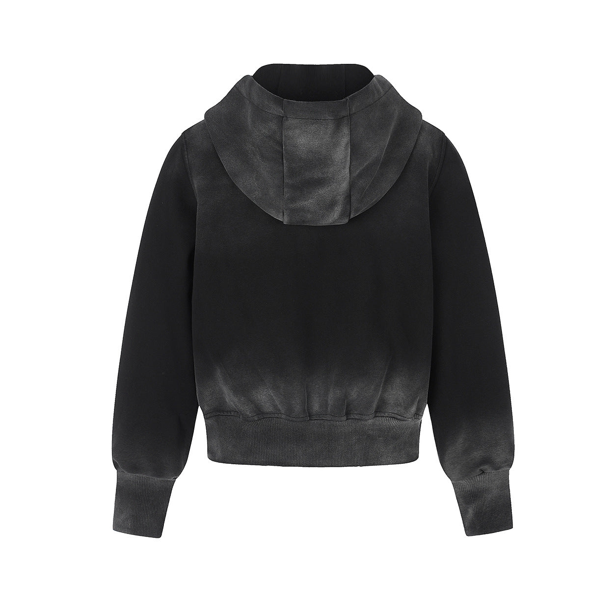 Sweat à capuche zippé à motif étoile – Sweat-shirt streetwear oversize vintage délavé