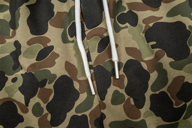 Men's Camo Print Wide-Leg Shorts | Gothic Letter Streetwear Casual Five-Point Sh