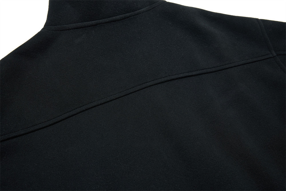 Men's Mock Neck Full-Zip Track Jacket with Crest Patch – Streetwear Fleece