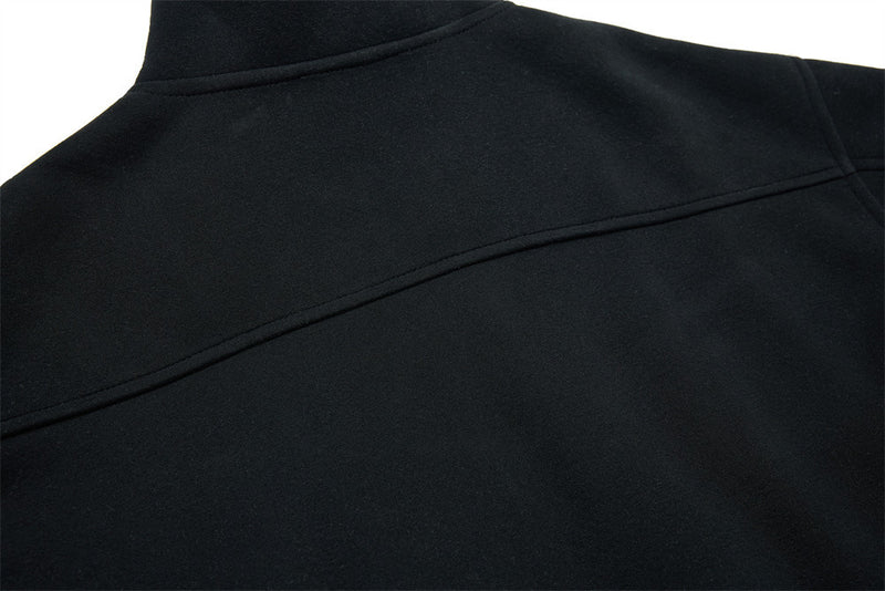 Men's Mock Neck Full-Zip Track Jacket with Crest Patch – Streetwear Fleece