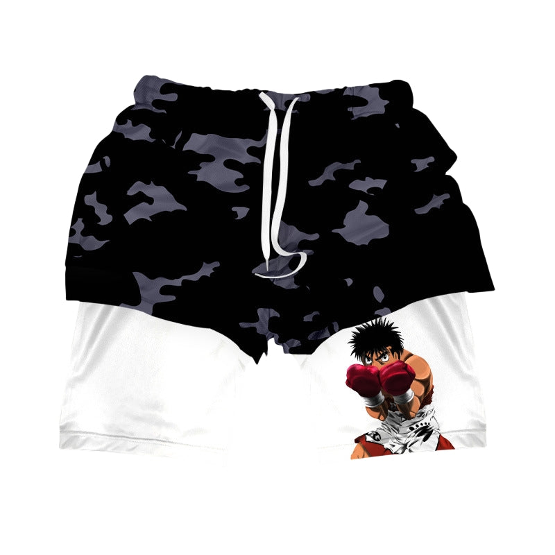 Hajime no Ippo Boxing Gym Shorts – Anime Workout Shorts for Men & Women | Fighter Camo Fitness Apparel