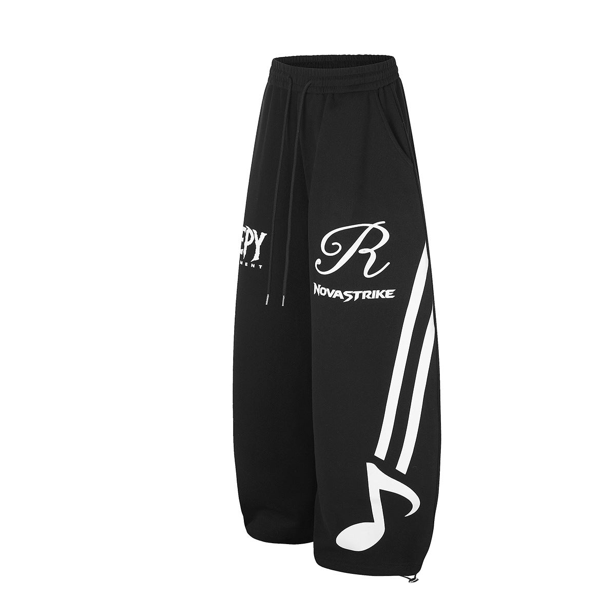 Pantalon de survêtement à jambes larges avec motif notes de musique – Jogging baggy streetwear