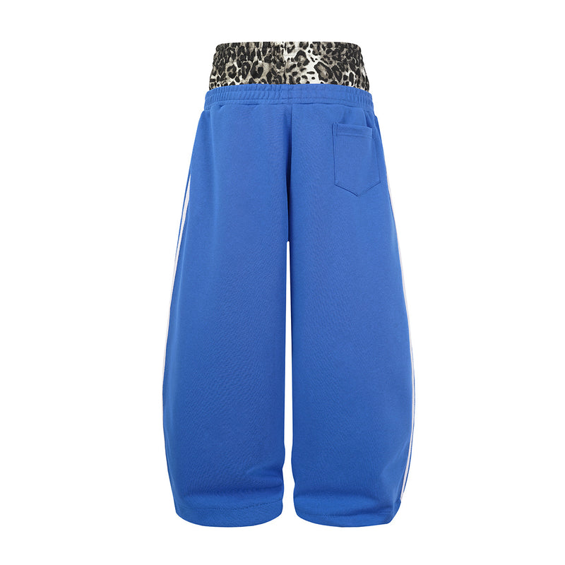 Wide Leg Sweatpants with Leopard Waistband & Pegasus Embroidery