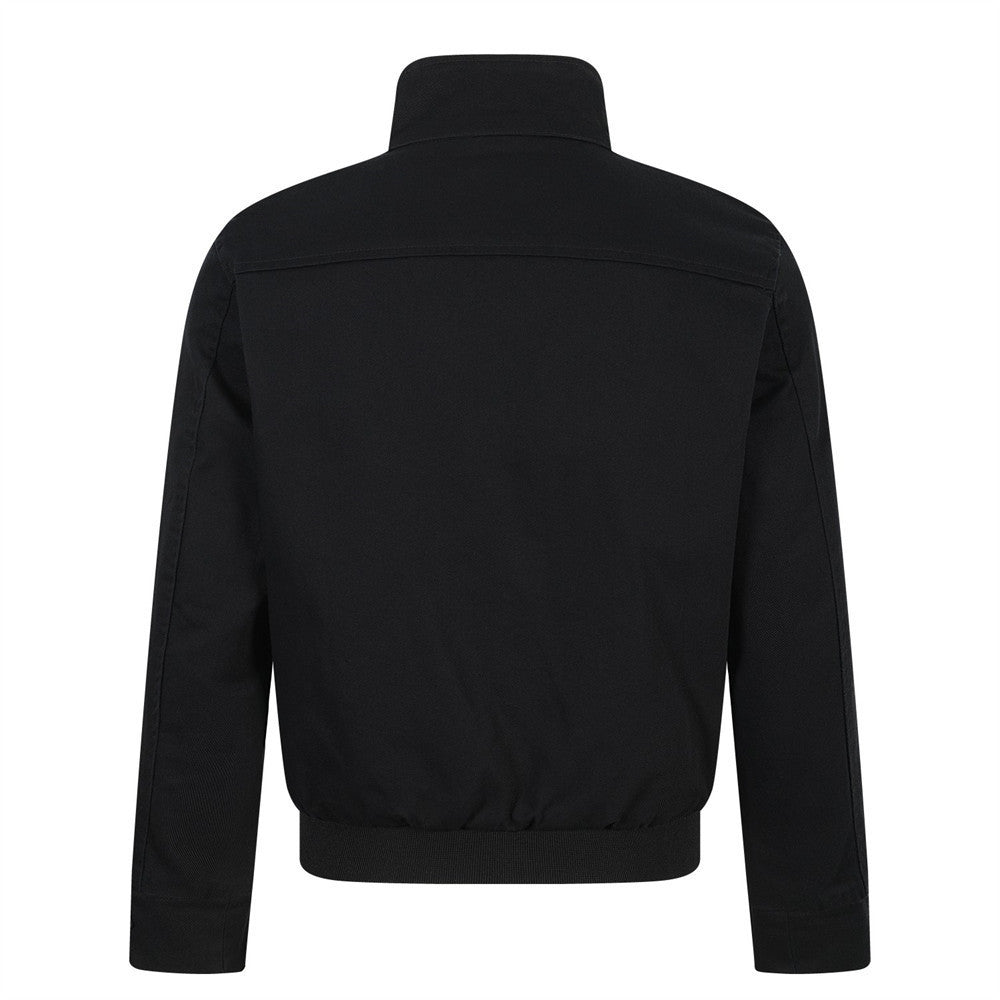 Chaqueta bomber corta para hombre con tiras de hebilla y cuello alto – Cazadora utilitaria con cremallera