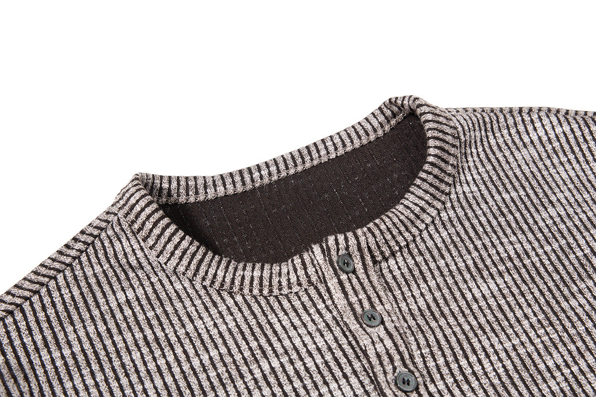 Men's Ribbed Henley Long Sleeve Tee – Vintage Old Money Style