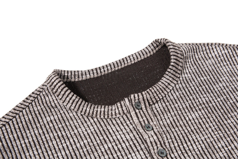Men's Ribbed Henley Long Sleeve Tee – Vintage Old Money Style