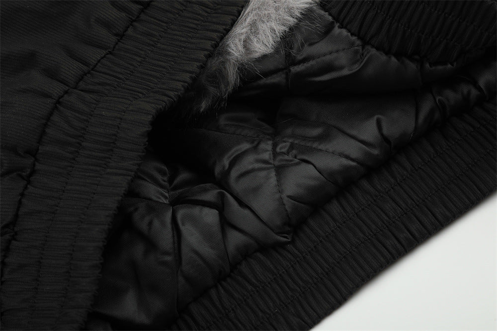 Faux Fur Collar Bomber Jacket – Men's Oversized Short Padded Coat