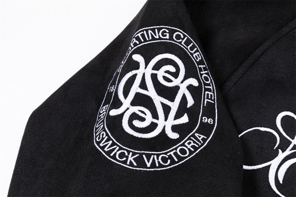 Varsity-Bomberjacke mit Schriftzug-Stickerei und Tiger-Motiv, Colorblock-Raglan