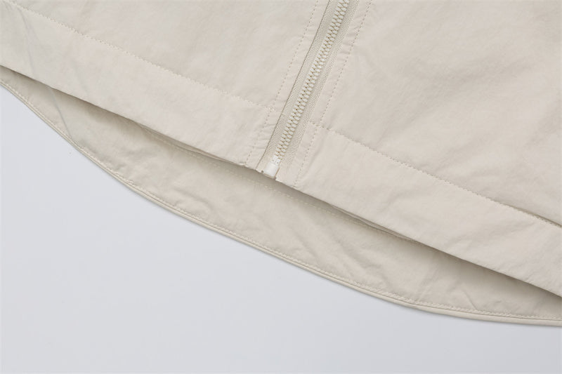 Oversized Stand-Collar Zip-Up Jacket – Men's Relaxed Fit with Zip Pockets