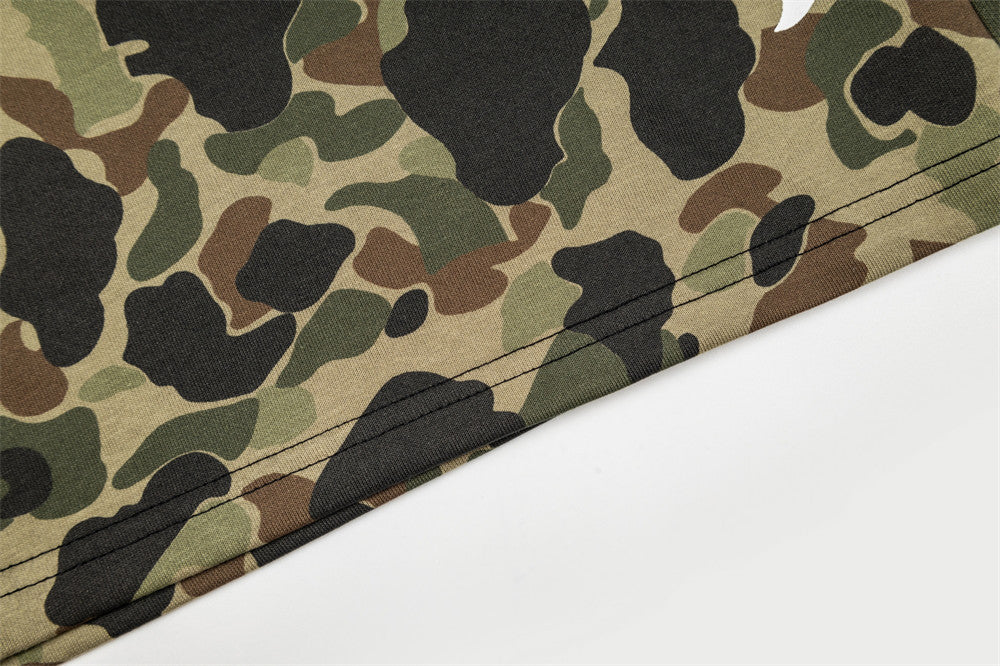 Men's Camo Print Wide-Leg Shorts | Gothic Letter Streetwear Casual Five-Point Sh