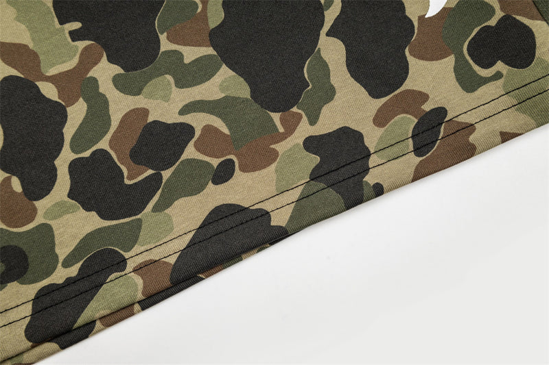 Men's Camo Print Wide-Leg Shorts | Gothic Letter Streetwear Casual Five-Point Sh