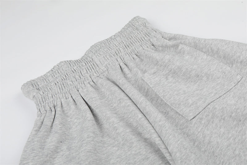 Colorblock Wide-Leg Sweatpants with Eagle Emblem & Faux Double Waistband