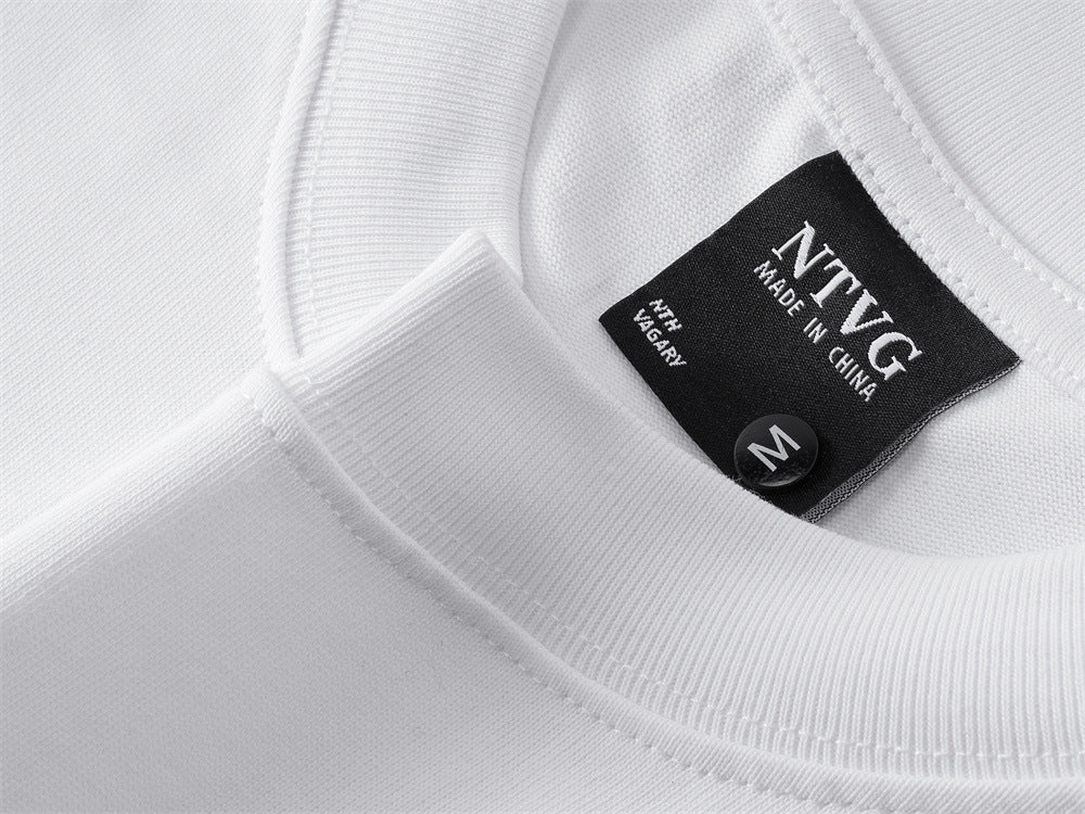 Men's Long Sleeve Crewneck T-Shirt with Pendant Tag Detail – Relaxed Fit