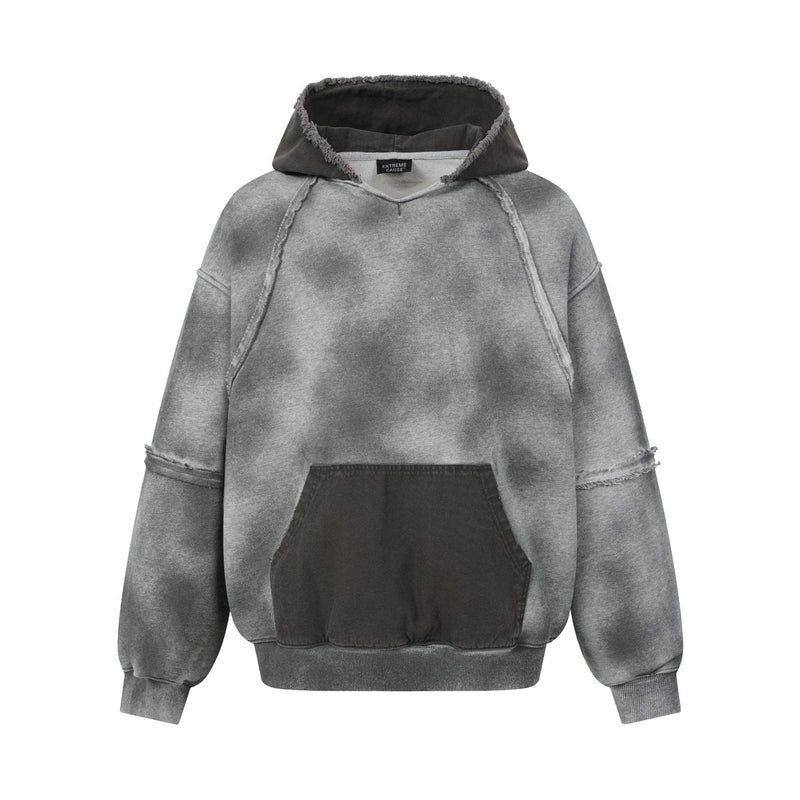 Deconstructed Raw-Edge Oversized Hoodie – Acid Wash Vintage Streetwear