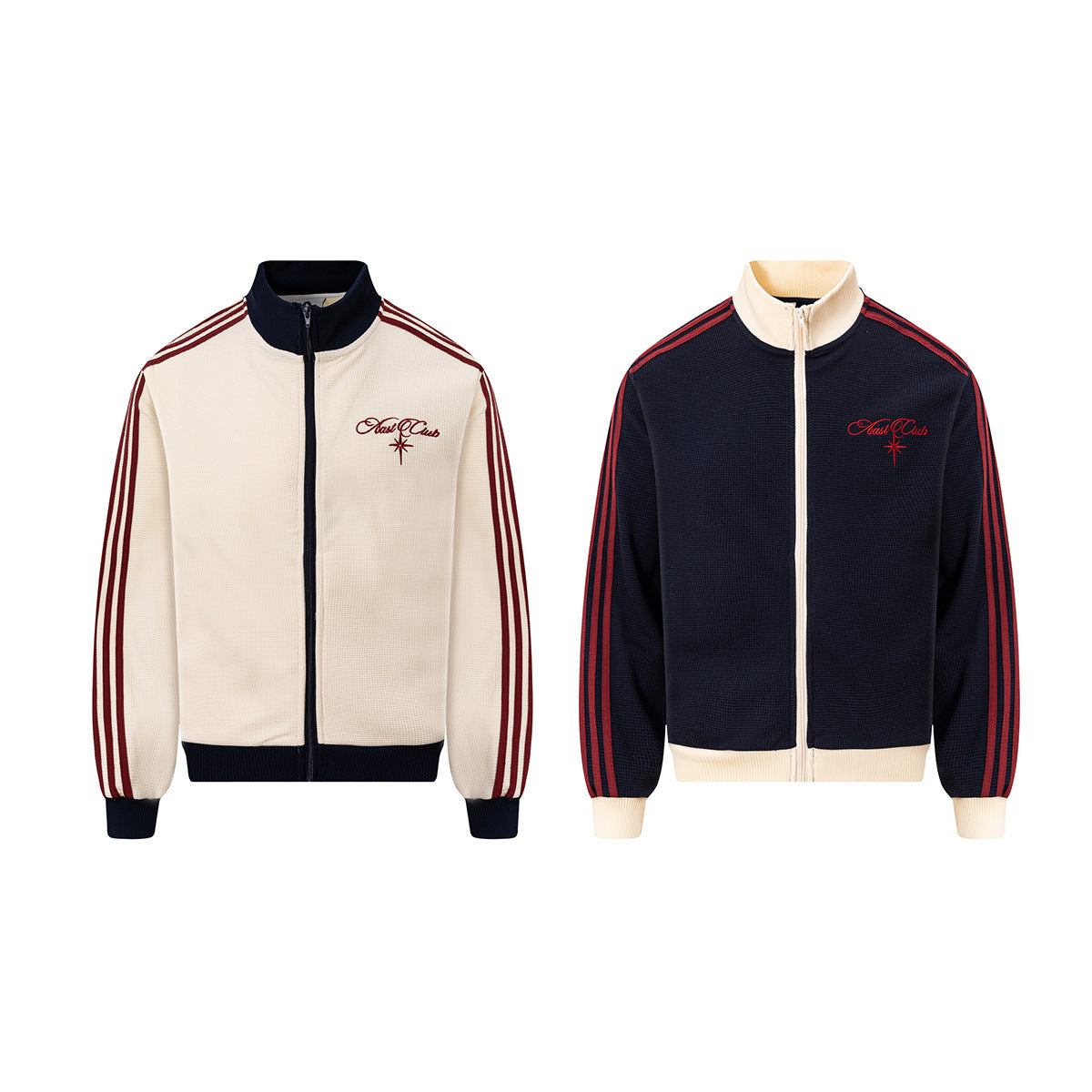 Veste de survêtement en maille gaufrée Nast Club avec logo brodé et manches rayées