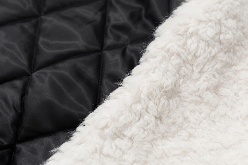 Sherpa Lined Leather Jacket – Black Faux Leather Cropped Bomber with Fleece