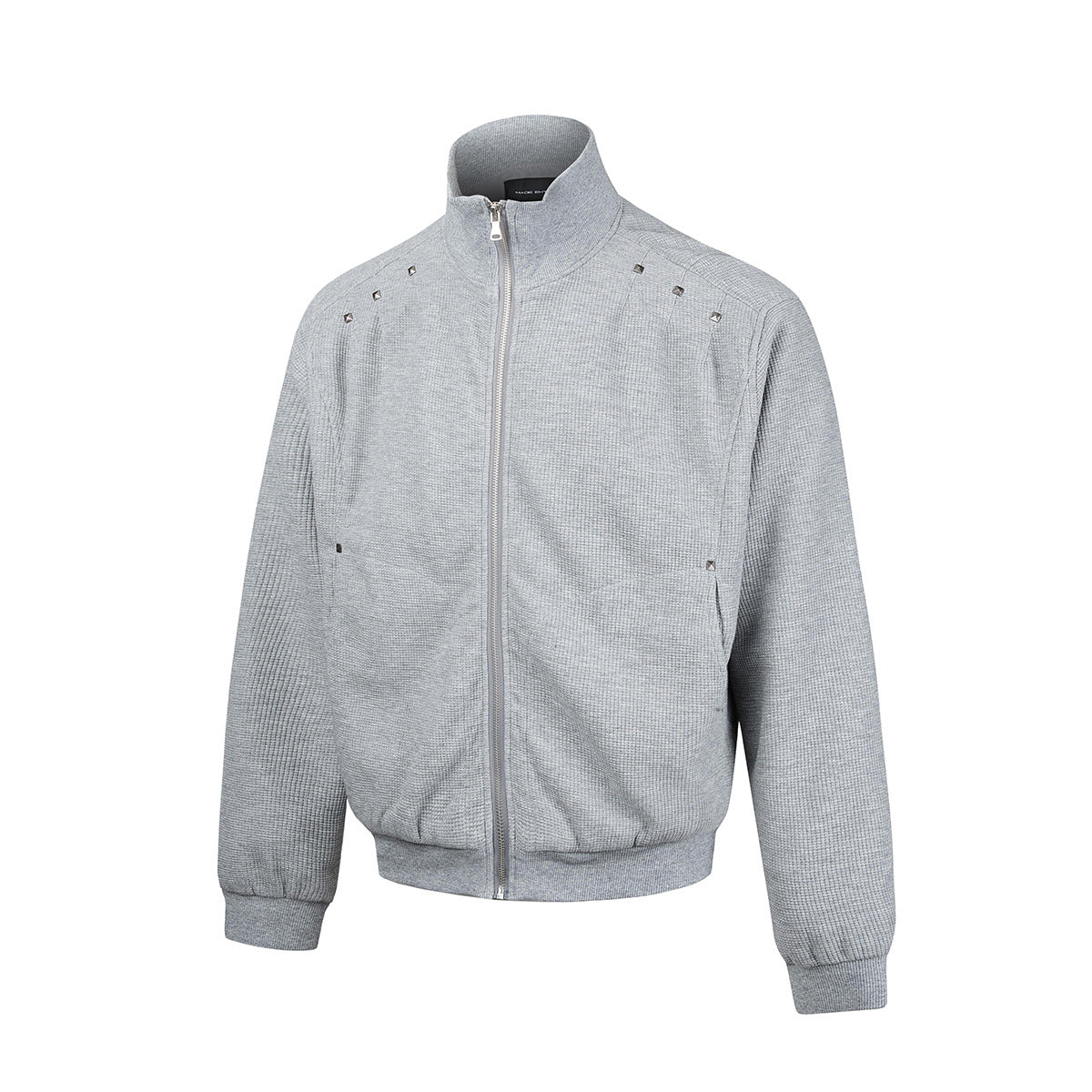 Blouson bomber en maille gaufrée délavée à l’acide avec rivets métalliques