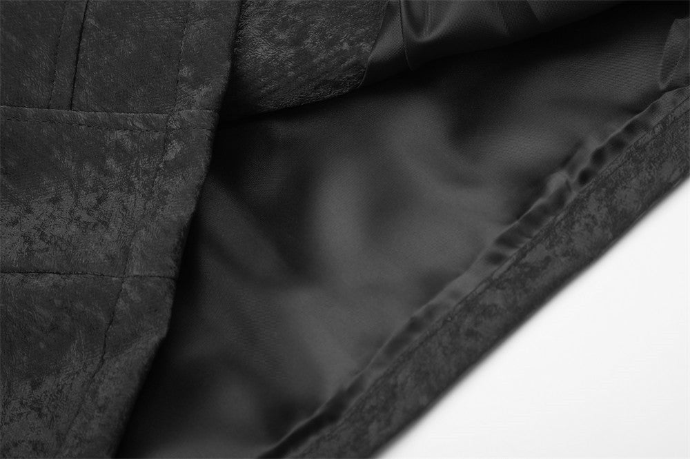 Men's Black Stand-Collar Moto Jacket – Textured Zip-Up Biker Coat